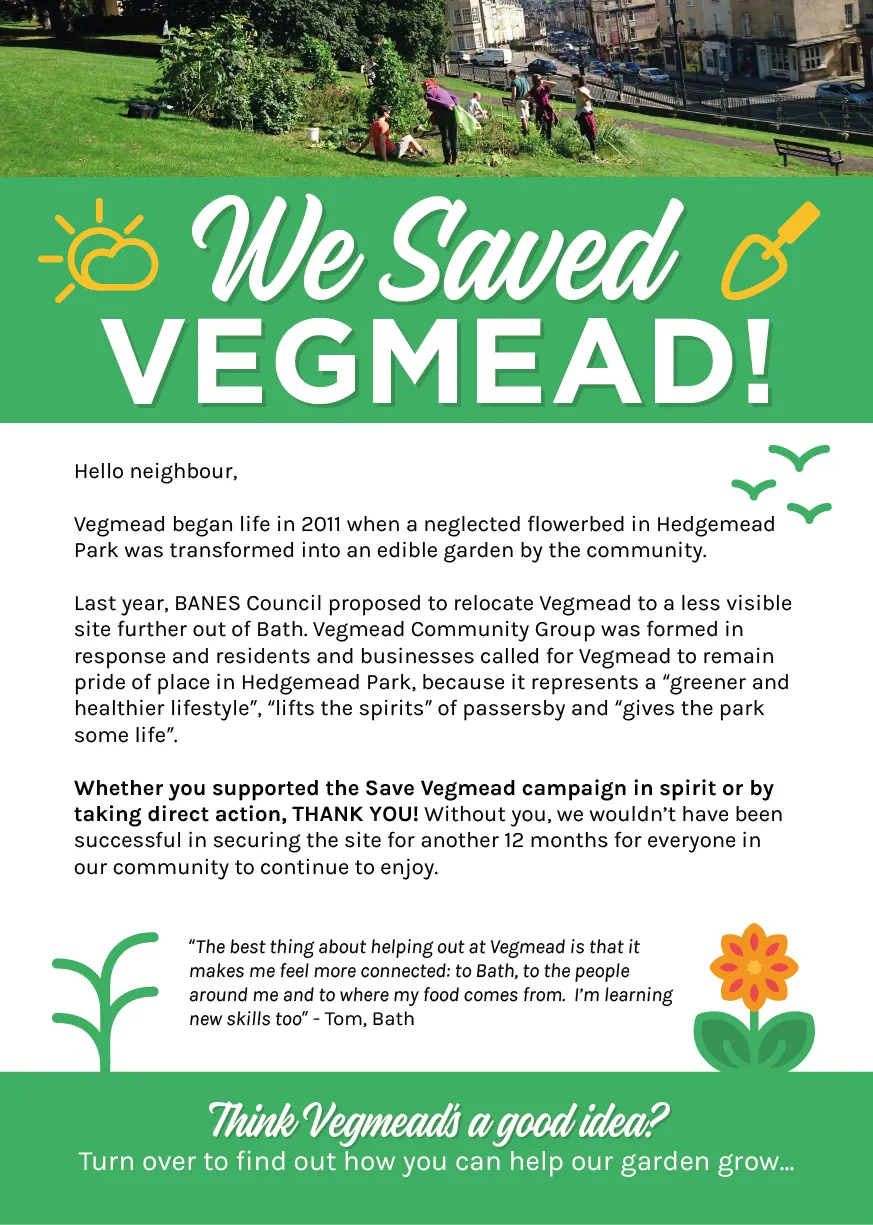 Vegmead Appeal Flyer - Front